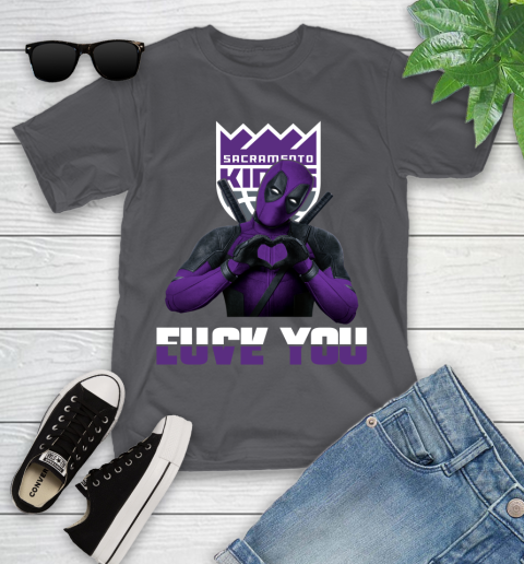NBA Sacramento Kings Deadpool Love You Fuck You Basketball Sports Youth T-Shirt 6