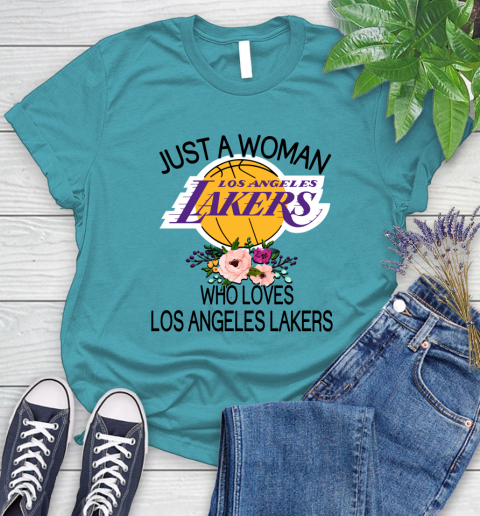 NBA Just A Woman Who Loves Los Angeles Lakers Basketball Sports Women's T-Shirt 11