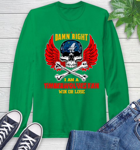 NBA Damn Right I Am A Minnesota Timberwolves Win Or Lose Skull Basketball Sports Long Sleeve T-Shirt 8