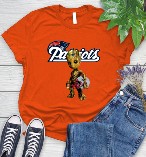 New England Patriots NFL Football Groot Marvel Guardians Of The Galaxy Women's T-Shirt 4