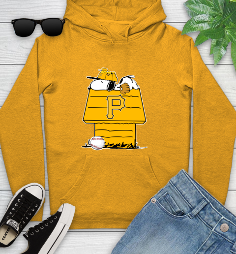 MLB Pittsburgh Pirates Snoopy Woodstock The Peanuts Movie Baseball T Shirt Youth Hoodie 3