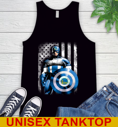 Golden State Warriors NBA Basketball Captain America Marvel Avengers American Flag Shirt Tank Top