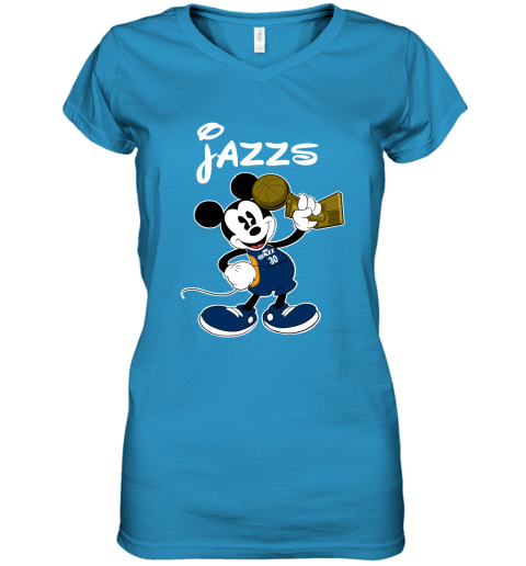 Mickey utah jazz Women's V-Neck T-Shirt