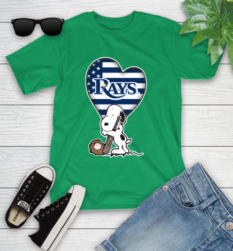 Tampa Bay Rays MLB Baseball The Peanuts Movie Adorable Snoopy Youth T-Shirt 6