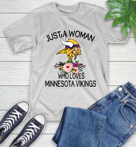 NFL Just A Woman Who Loves Minnesota Vikings Football Sports T-Shirt