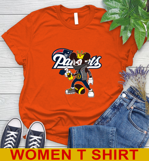 New England Patriots NFL Football Mickey Peace Sign Sports Women's T-Shirt 4