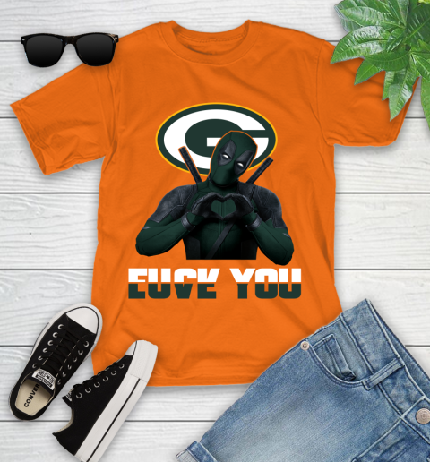 NHL Green Bay Packers Deadpool Love You Fuck You Football Sports Youth T-Shirt 9