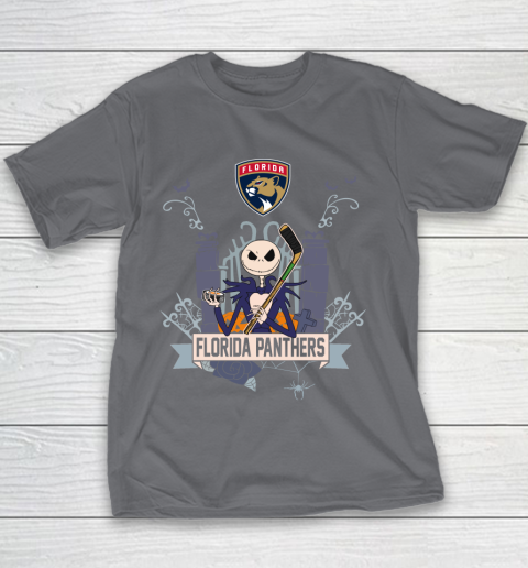 NHL Florida Panthers Hockey Jack Skellington Halloween Youth T-Shirt 5