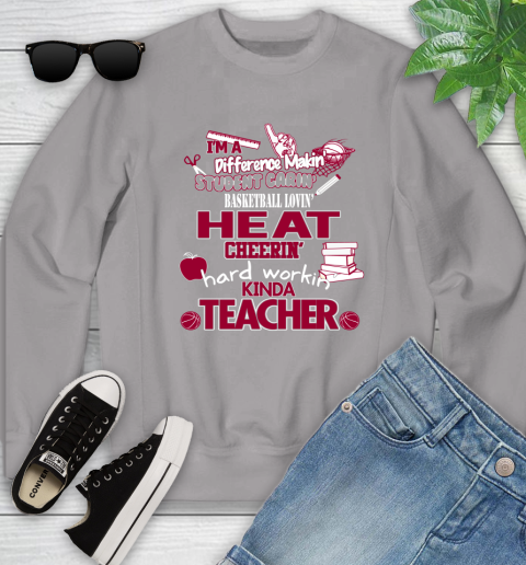 Miami Heat NBA I'm A Difference Making Student Caring Basketball Loving Kinda Teacher Youth Sweatshirt 3