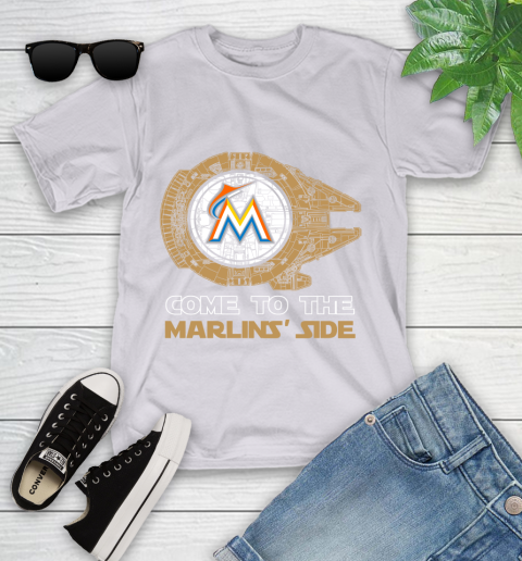 MLB Come To The Miami Marlins Side Star Wars Baseball Sports Youth T-Shirt 4