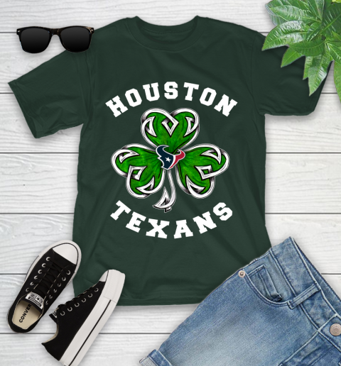 NFL Houston Texans Three Leaf Clover St Patrick's Day Football Sports Youth T-Shirt 5