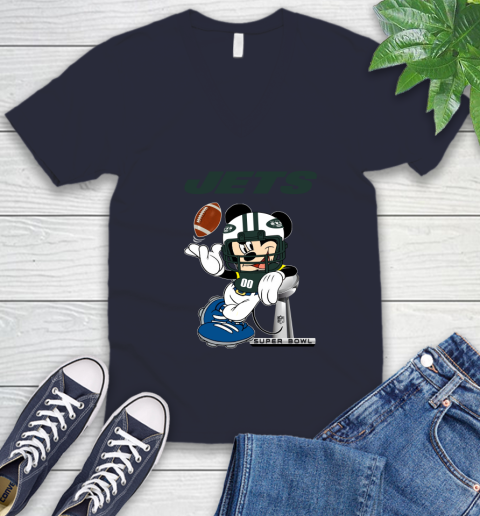 NFL New York Jets Mickey Mouse Disney Super Bowl Football T Shirt V-Neck T-Shirt 13