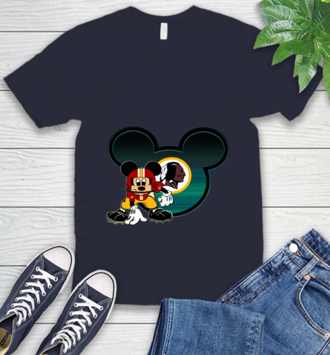 NFL Washington Redskins Mickey Mouse Disney Football T Shirt V-Neck T-Shirt 3