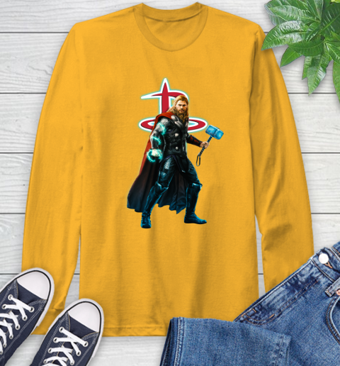 NBA Thor Avengers Endgame Basketball Houston Rockets Long Sleeve T-Shirt 3