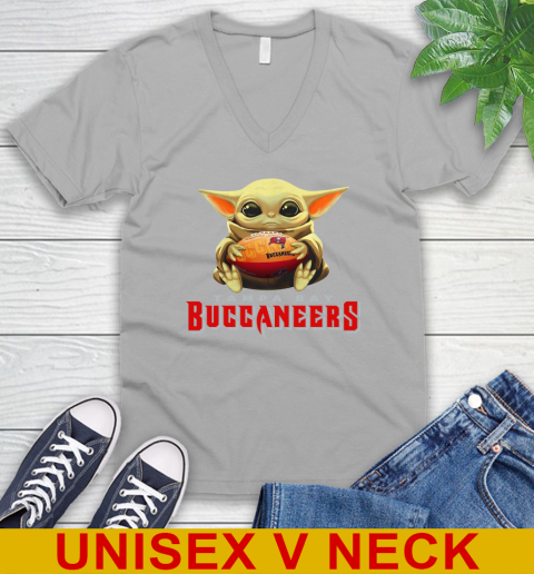 NFL Football Tampa Bay Buccaneers Baby Yoda Star Wars Shirt V-Neck T-Shirt 4