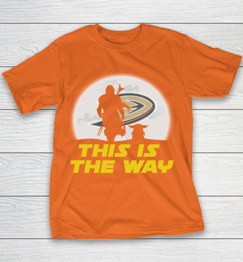 Anaheim Ducks NHL Ice Hockey Star Wars Yoda And Mandalorian This Is The Way Youth T-Shirt 4