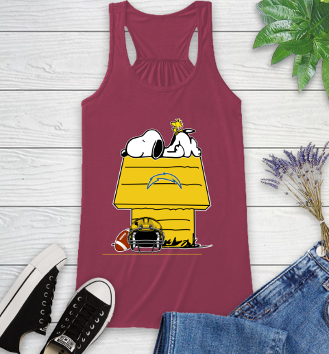 Los Angeles Chargers NFL Football Snoopy Woodstock The Peanuts Movie Racerback Tank 8