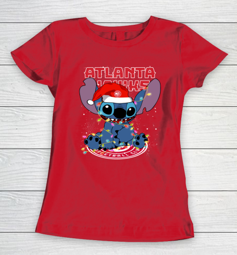 Atlanta Hawks NBA noel stitch Basketball Christmas Women's T-Shirt 7