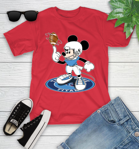 NFL Football Tennessee Titans Cheerful Mickey Disney Shirt Youth T-Shirt 10
