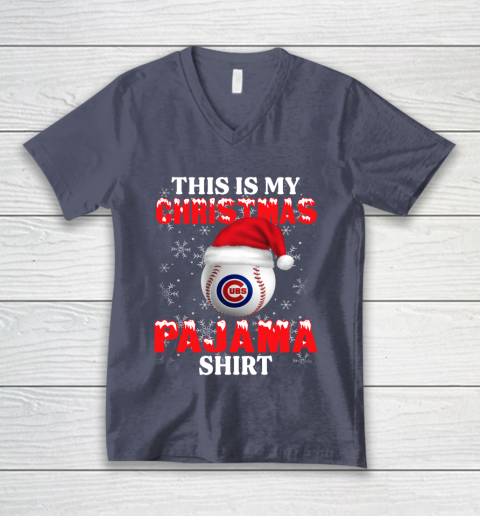 Chicago Cubs This Is My Christmas Pajama Shirt MLB V-Neck T-Shirt 7