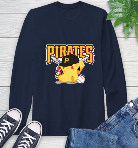 MLB Pikachu Baseball Sports Pittsburgh Pirates Long Sleeve T-Shirt 4