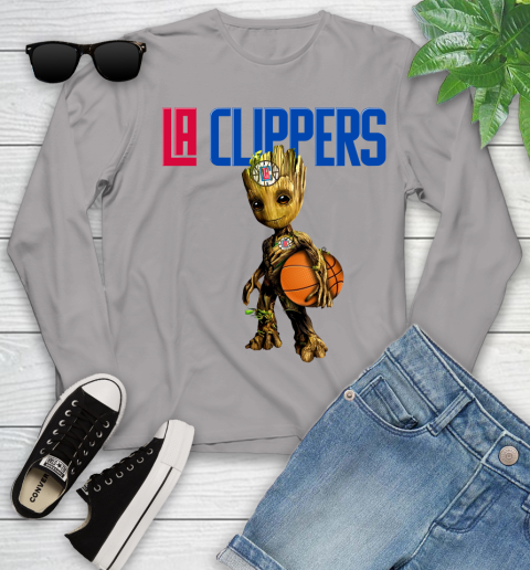 LA Clippers NBA Basketball Groot Marvel Guardians Of The Galaxy Youth Long Sleeve 5