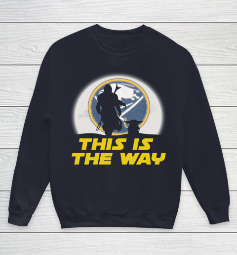 Buffalo Sabres NHL Ice Hockey Star Wars Yoda And Mandalorian This Is The Way Youth Sweatshirt 2