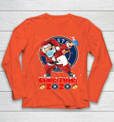 Houston Astros Funny Santa Claus Dabbing Christmas 2020 MLB Youth Long Sleeve 3