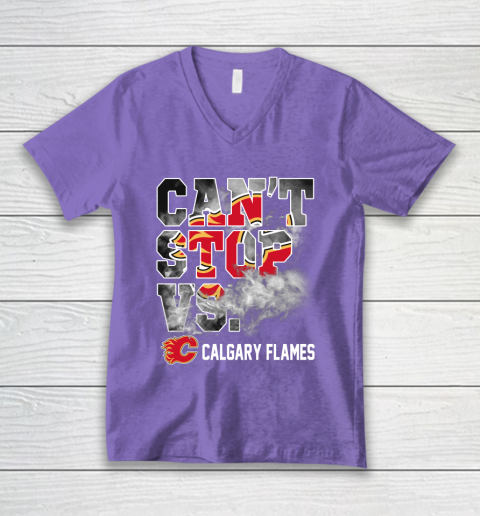 NHL Calgary Flames Hockey Can't Stop Vs V-Neck T-Shirt 8
