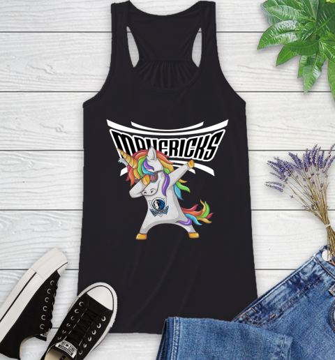 Dallas Mavericks NBA Basketball Funny Unicorn Dabbing Sports Racerback Tank 2