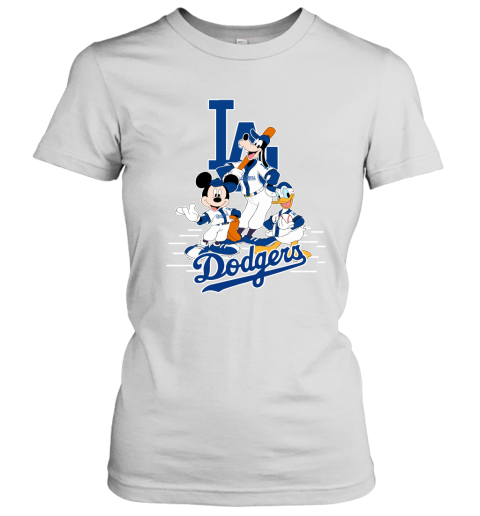 Los Angeles Dodgers Mickey Donald And Goofy Baseball Women's T-Shirt