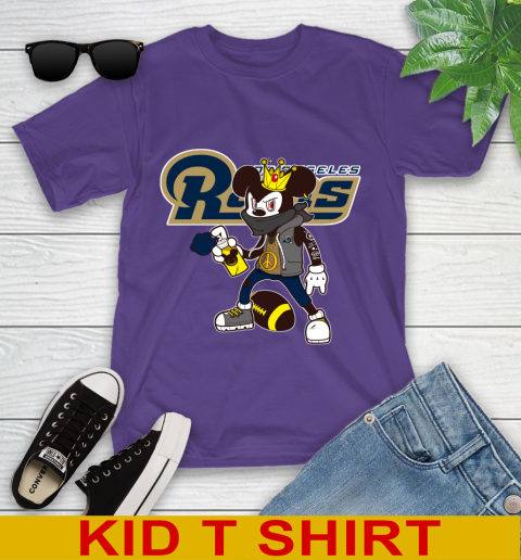 Los Angeles Rams NFL Football Mickey Peace Sign Sports Youth T-Shirt 4