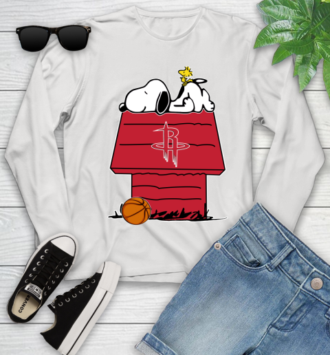 Houston Rockets NBA Basketball Snoopy Woodstock The Peanuts Movie Youth Long Sleeve