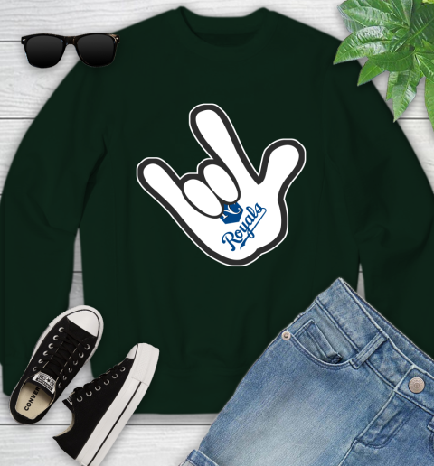 Kansas City Royals MLB Baseball Mickey Rock Hand Disney Youth Sweatshirt 10