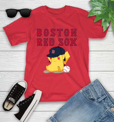 MLB Pikachu Baseball Sports Boston Red Sox Youth T-Shirt 10