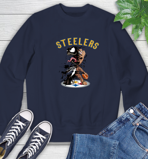 NFL Pittsburgh Steelers Football Venom Groot Guardians Of The Galaxy Sweatshirt 3