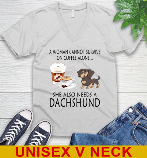 Women cannot survive on coffee alone she also need a DACHSHUND tshirt 43