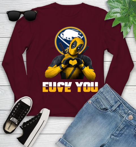 NHL Buffalo Sabres Deadpool Love You Fuck You Hockey Sports Youth Long Sleeve 6