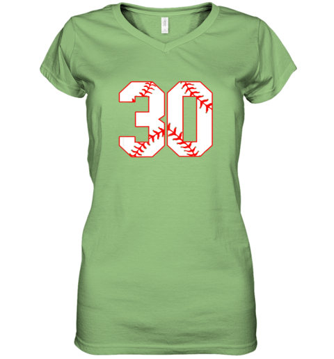 ff41 thirtieth birthday party 30th baseball shirt born 1989 women v neck t shirt 39 front lime