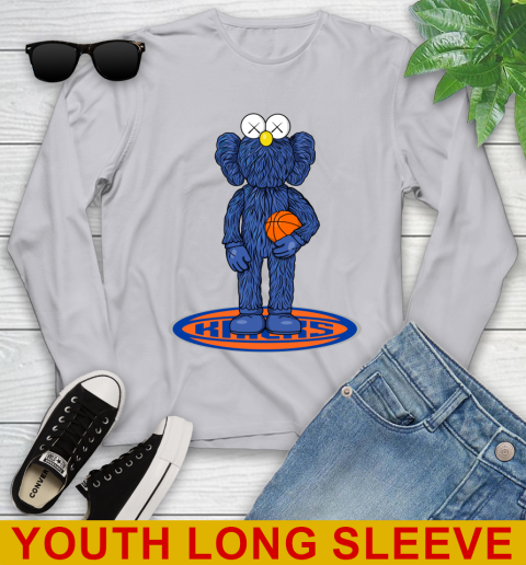 NBA Basketball New York Knicks Kaws Bff Blue Figure Shirt Youth Long Sleeve 6