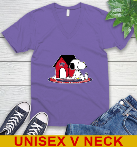 NHL Hockey Columbus Blue Jackets Snoopy The Peanuts Movie Shirt V-Neck T-Shirt 9