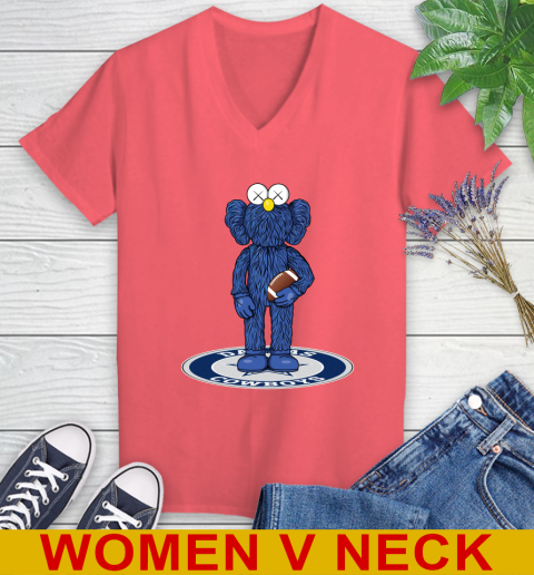 NFL Football Dallas Cowboys Kaws Bff Blue Figure Shirt Women's V-Neck T-Shirt 7