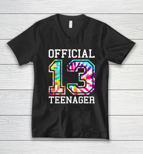 Tie Dye Official Teenager 13th Birthday Shirt For Girls Boys T Shirt V-Neck T-Shirt