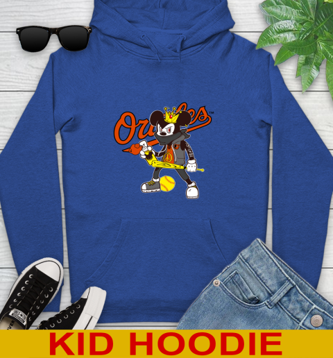 Baltimore Orioles MLB Baseball Mickey Peace Sign Sports Youth Hoodie 10