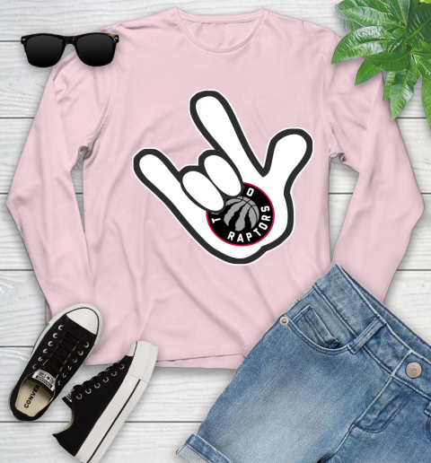 Toronto Raptors NBA Basketball Mickey Rock Hand Disney Youth Long Sleeve 10