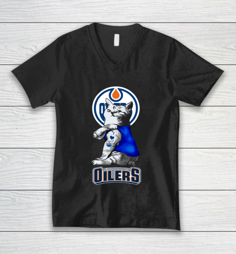 NHL My Cat Loves Edmonton Oilers Hockey V-Neck T-Shirt