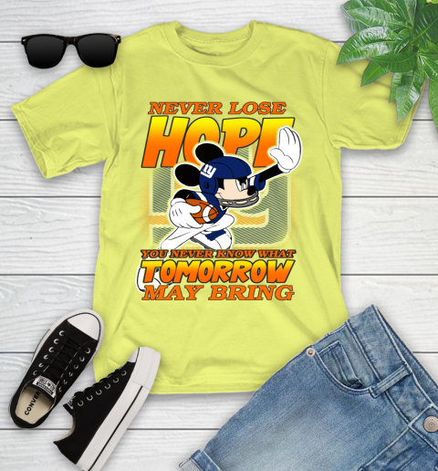 New York Giants NFL Football Mickey Disney Never Lose Hope Youth T-Shirt - Image 11