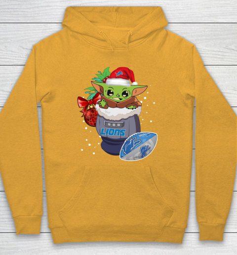 Detroit Lions Christmas Baby Yoda Star Wars Funny Happy NFL Hoodie 3