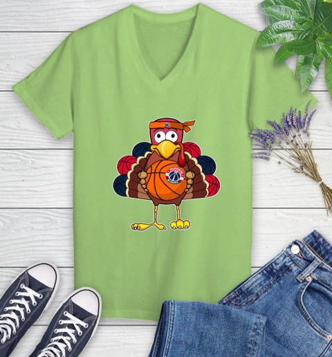 Washington Wizards Turkey thanksgiving day Women's V-Neck T-Shirt 11