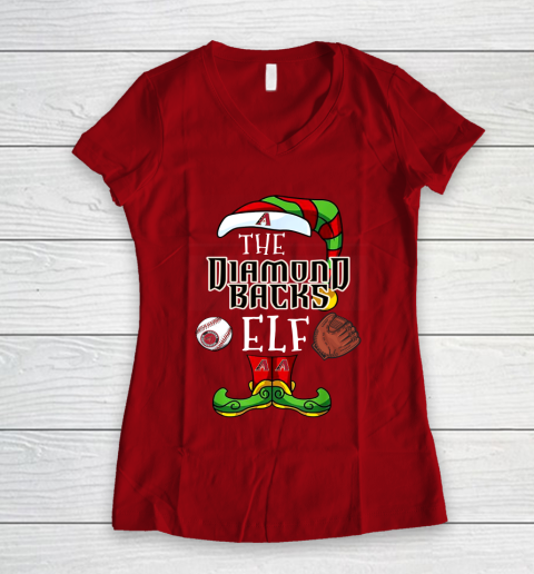 Arizona Diamondbacks Christmas ELF Funny MLB Women's V-Neck T-Shirt 8